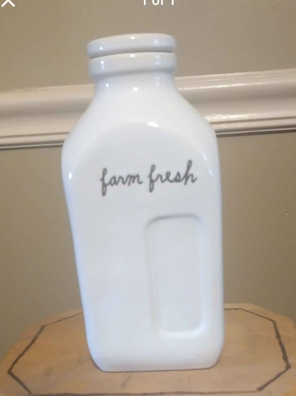 Rae Dunn White Ceramic 'farm fresh' Milk Bottle